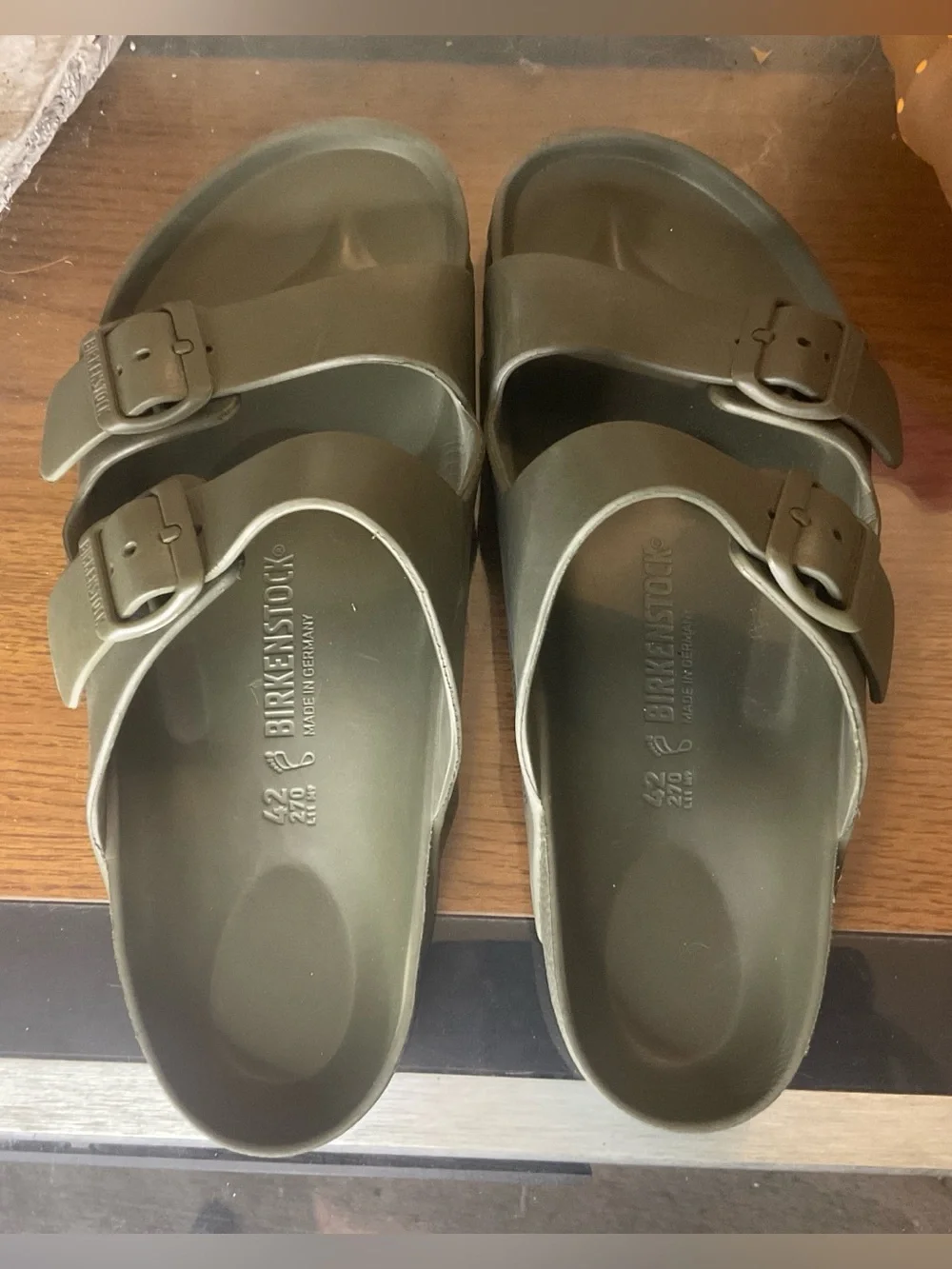 BIRKENSTOCK MENS ARIZONA KHAKI ESSENTIALS EVA SLIDE SANDALS 9-9.5 U.S. 42 EU NEW